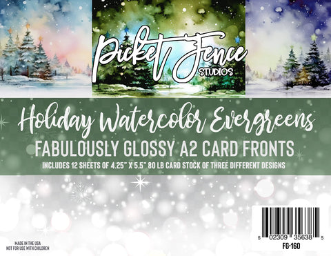 Fabulously Glossy A2 Card Fronts (12 pk)-Holiday Watercolor Evergreens*