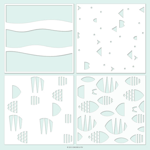 Fish Friends Stencil Pack (4 qty; 6 x 6)