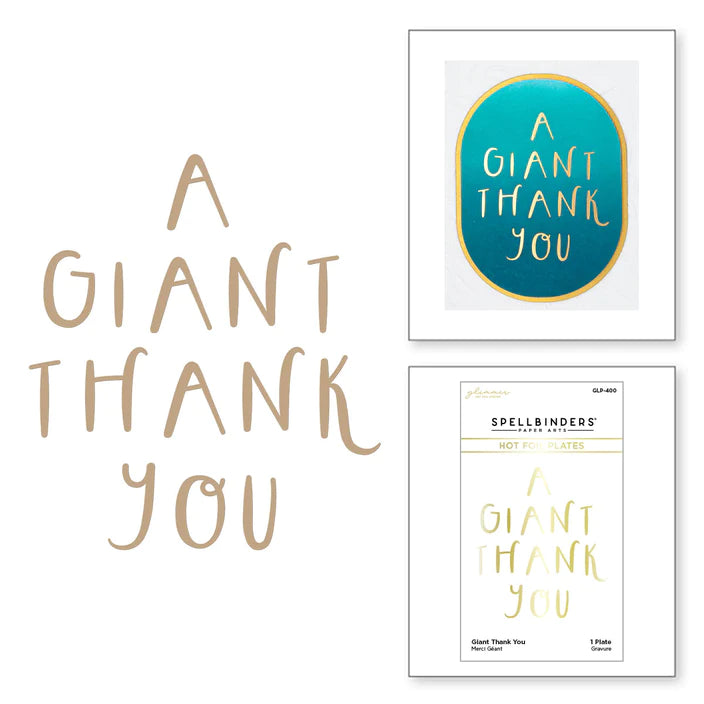 Giant Thank You Glimmer Hot Foil Plate from the Glimmer Cardfront Sentiments Collection