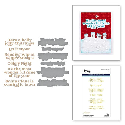 Wonderful Winter Sentiments Glimmer Hot Foil Plate & Die Set from the Simon's Snow Globes Collection by Simon Hurley