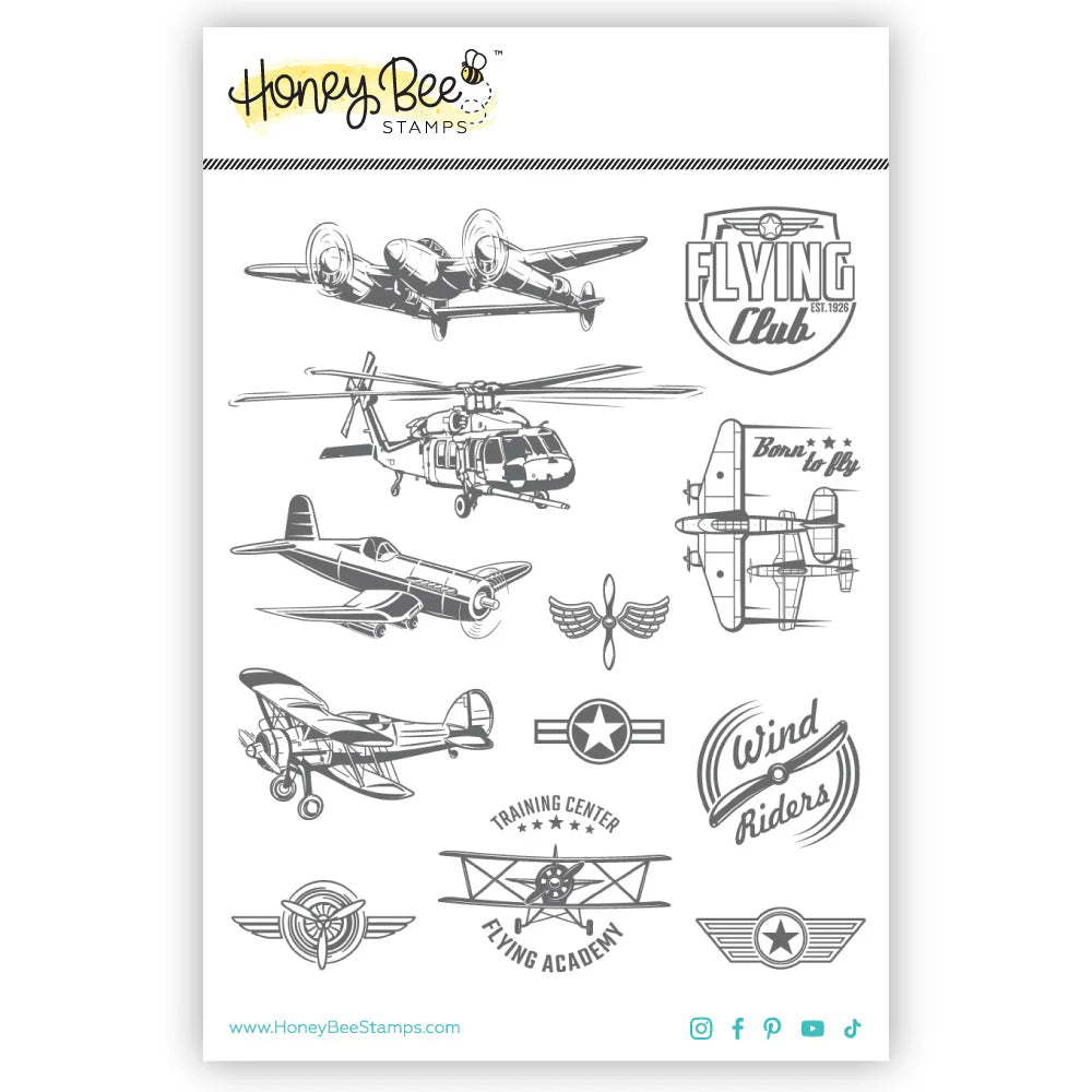 Born To Fly 5x6 Red Rubber Stamp Set