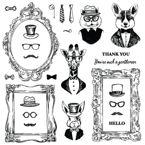 Dapper Decor - 6x8 Cling Stamp Set