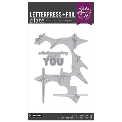 Hero Arts Wrap it Up Letterpress + Foil Plates with Placement Guide from the Best Gift Ever Collection