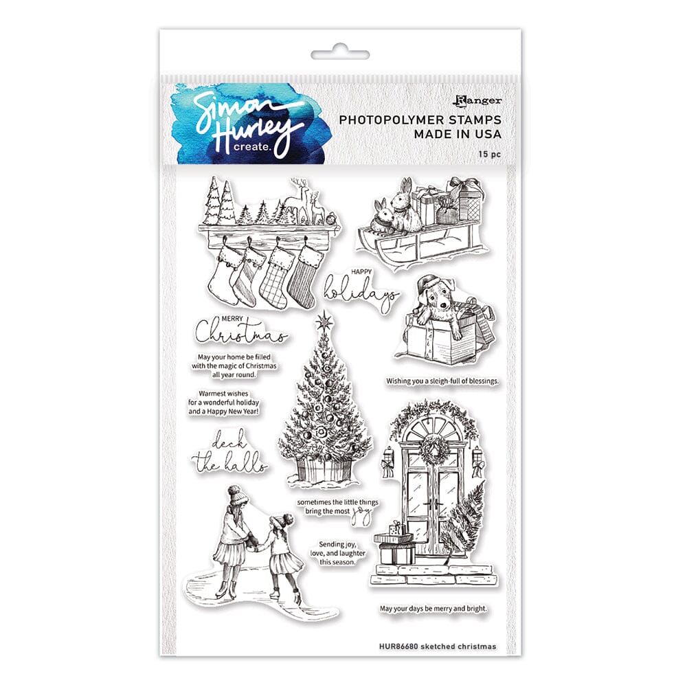 Ranger Sketched Christmas Clear Stamp Set by Simon Hurley create.