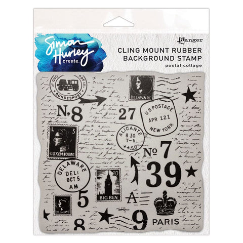 SHC Cling Rubber Background Stamp - Postal Collage