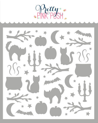 Halloween Silhouettes Background Stencil