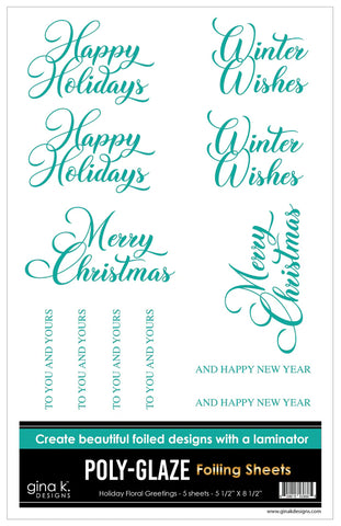 POLY-GLAZE Foiling Sheets- Holiday Floral Greetings