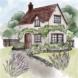 English Cottage 4.25x4.5 Red Rubber Stamp Set