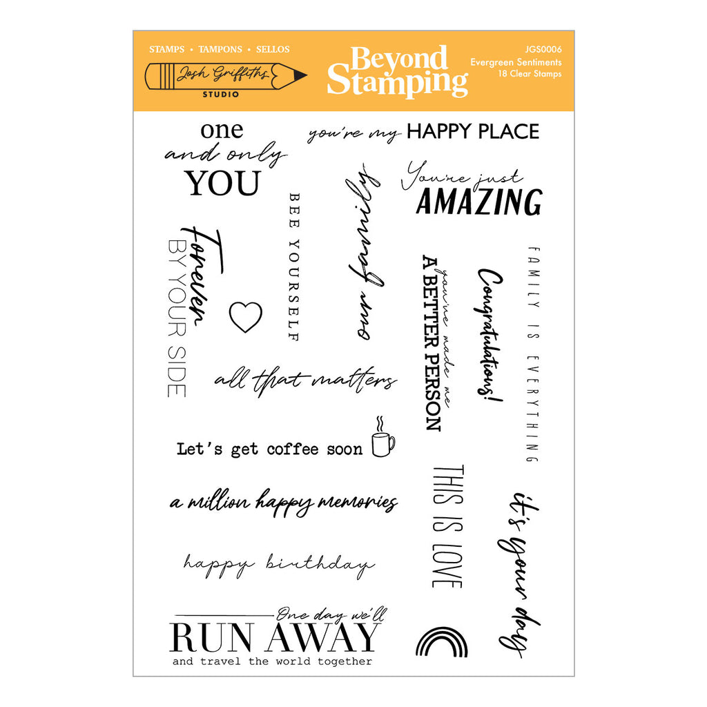 Beyond Stamping Evergreen Sentiments Clear Stamp Set by Josh Griffiths Studio