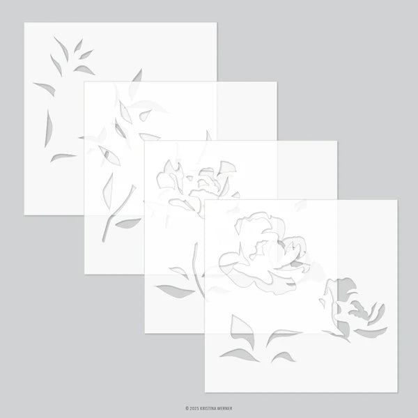 Long Line Roses Stencil Pack (4qty; 6 x 6)