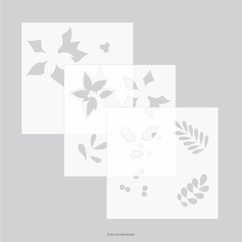 Winter Greenery Stencil Pack (3 qty; 6 x 6)