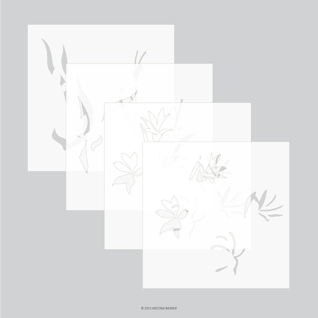 Long Line Lilies Stencil Pack (4 qty; 6 x 6)