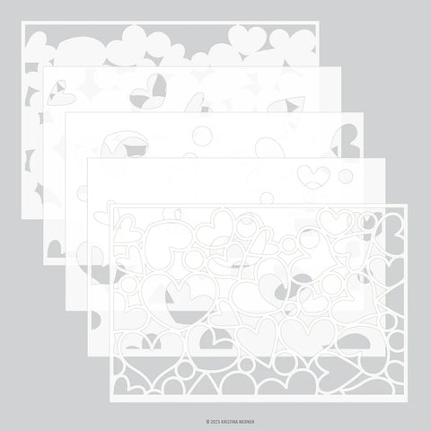 Jumble of Hearts Stencil Pack (5 qty; 6 x 9)