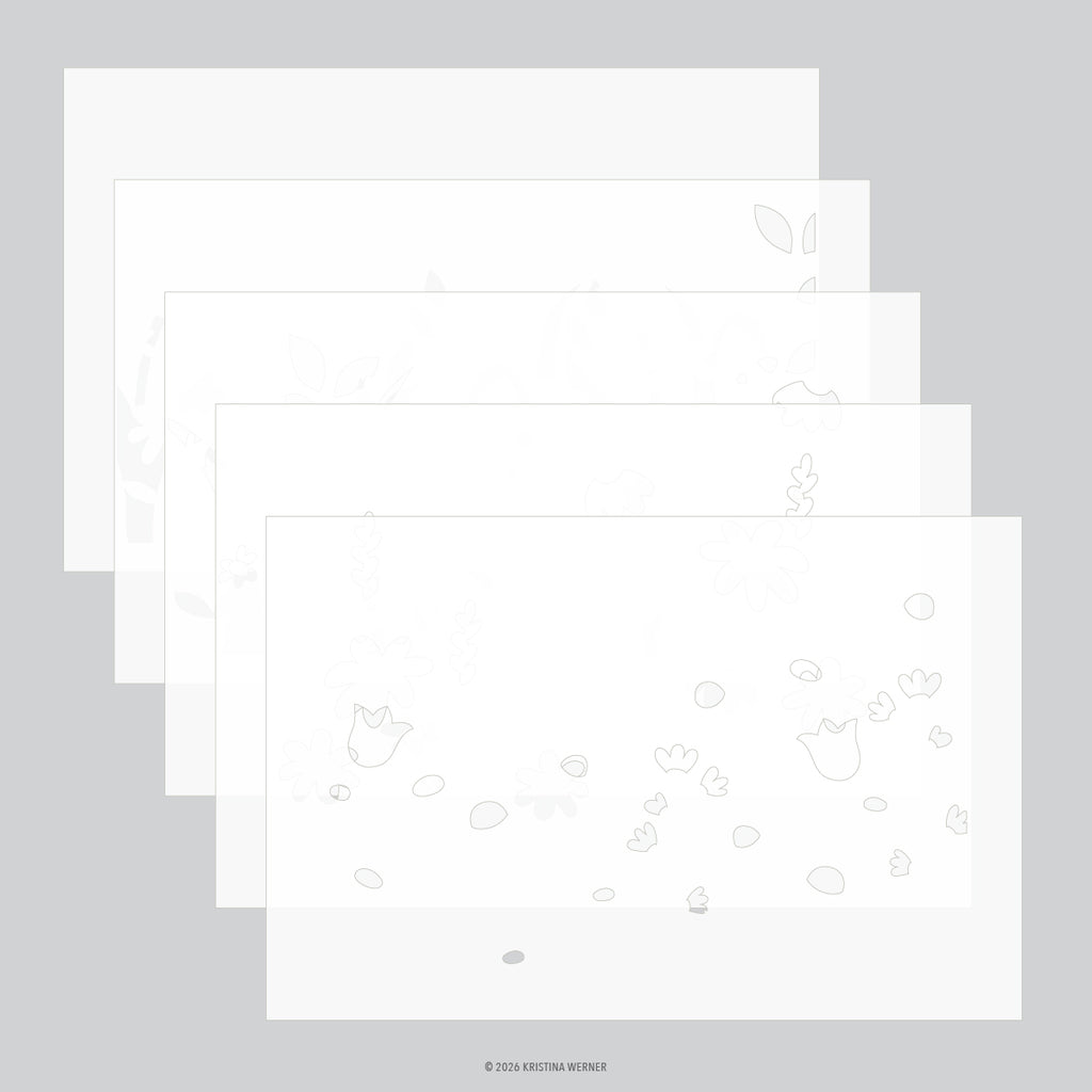 Flower Field Stencil Pack (5 qty; 6 x 9)