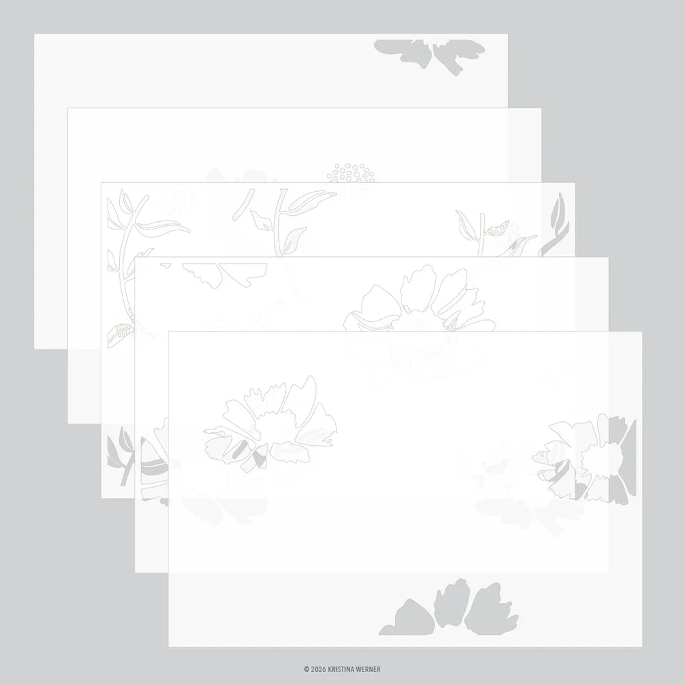 Aubrey Blooms Stencil Pack (5 qty; 6 x 9)