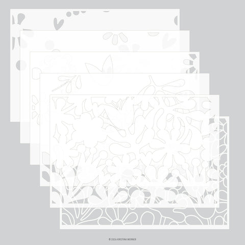 Retro Flowers Stencil Pack (6 qty; 6 x 9)