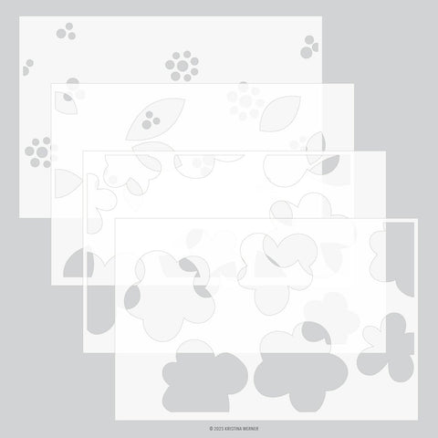 Simple Flowers Stencil Pack (4 qty; 9 x 6)