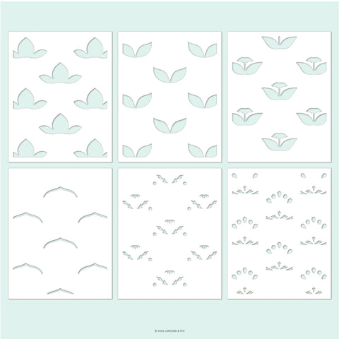 Layered Lotus Stencil Pack (6 qty; 4.75 x 6)