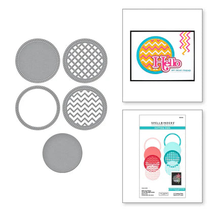 Stitched Edge Circle Backgrounds Etched Dies from the Spotlight Frames and Florals Collection by Lisa Horton