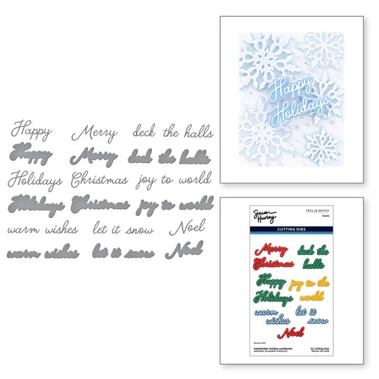 Handwritten Holiday Sentiments Etched Dies from the Let It Snow Collection by Simon Hurley