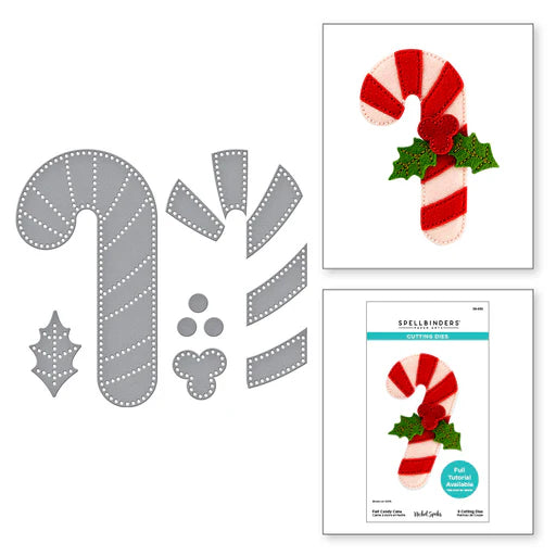 Felt Candy Cane Etched Dies from the Felt Stitch & Create Collection by Nicole Spohr