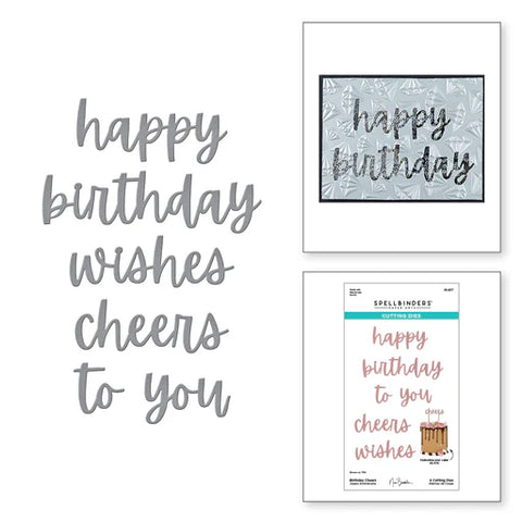 Birthday Cheers Etched Dies from the Bougie Birthday Collection by Nina Boettcher