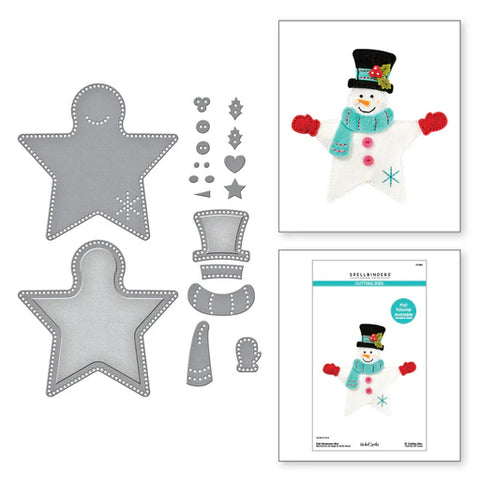 Felt Snowman Star Etched Dies from the Felt Stitch & Create Collection by Nicole Spohr