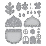 Felt Autumn Acorn House Etched Dies from the Felt Stitch & Create Collection by Nicole Spohr