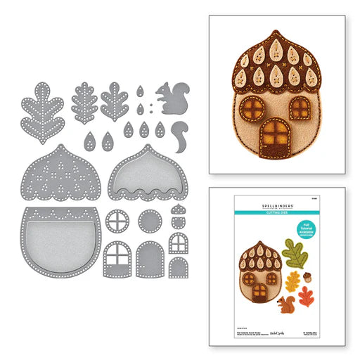 Felt Autumn Acorn House Etched Dies from the Felt Stitch & Create Collection by Nicole Spohr