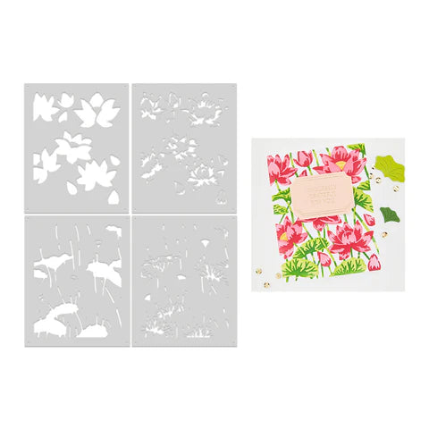 Hero Arts Lotus Field Layering Stencil Set