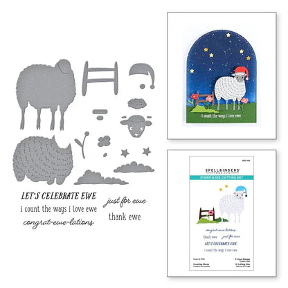 Counting Sheep Clear Stamp & Die Set from the On the Farm Collection