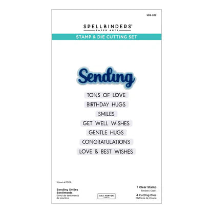 Sending Smiles Sentiments Clear Stamp & Die Set from the Wildflowers Collection by Lisa Horton