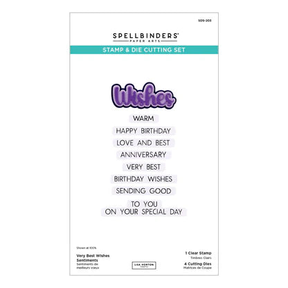 Very Best Wishes Sentiments Clear Stamp & Die Set from the Wildflowers Collection by Lisa Horton