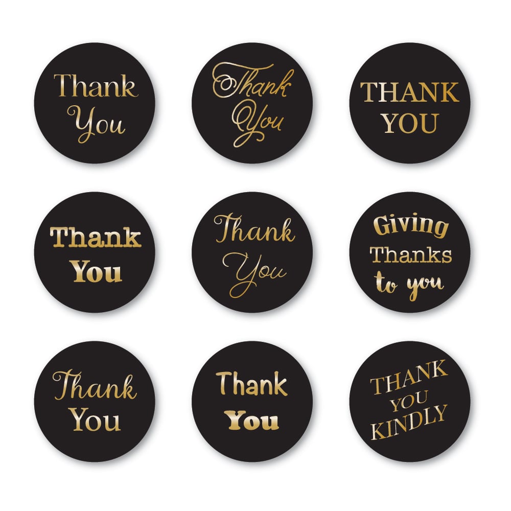 Thank You Foil Greetings Black Circle Tabs