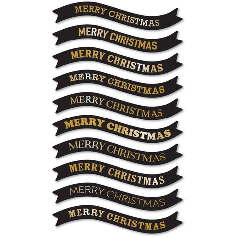 Merry Christmas Foil Banners Black Tabs