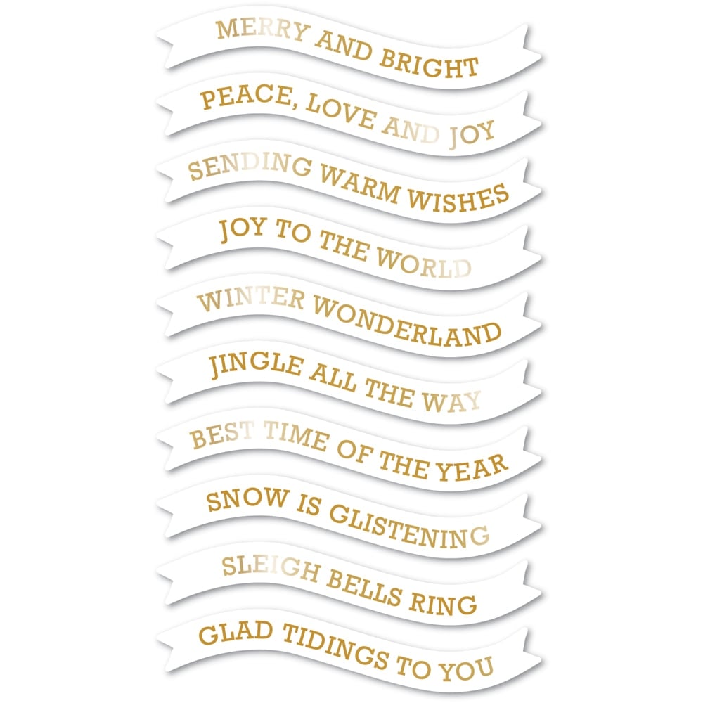 Merry and Bright Foil Banners White Tabs