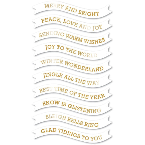 Merry and Bright Foil Banners White Tabs