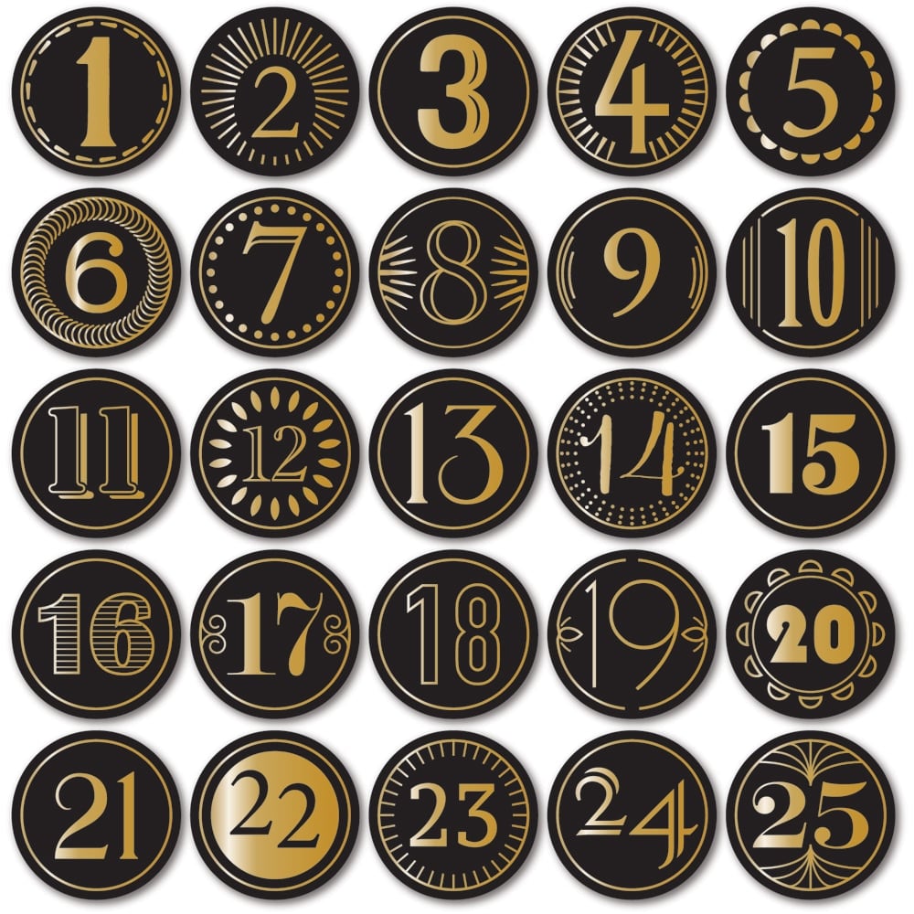 Advent Foil Black Circle Tabs