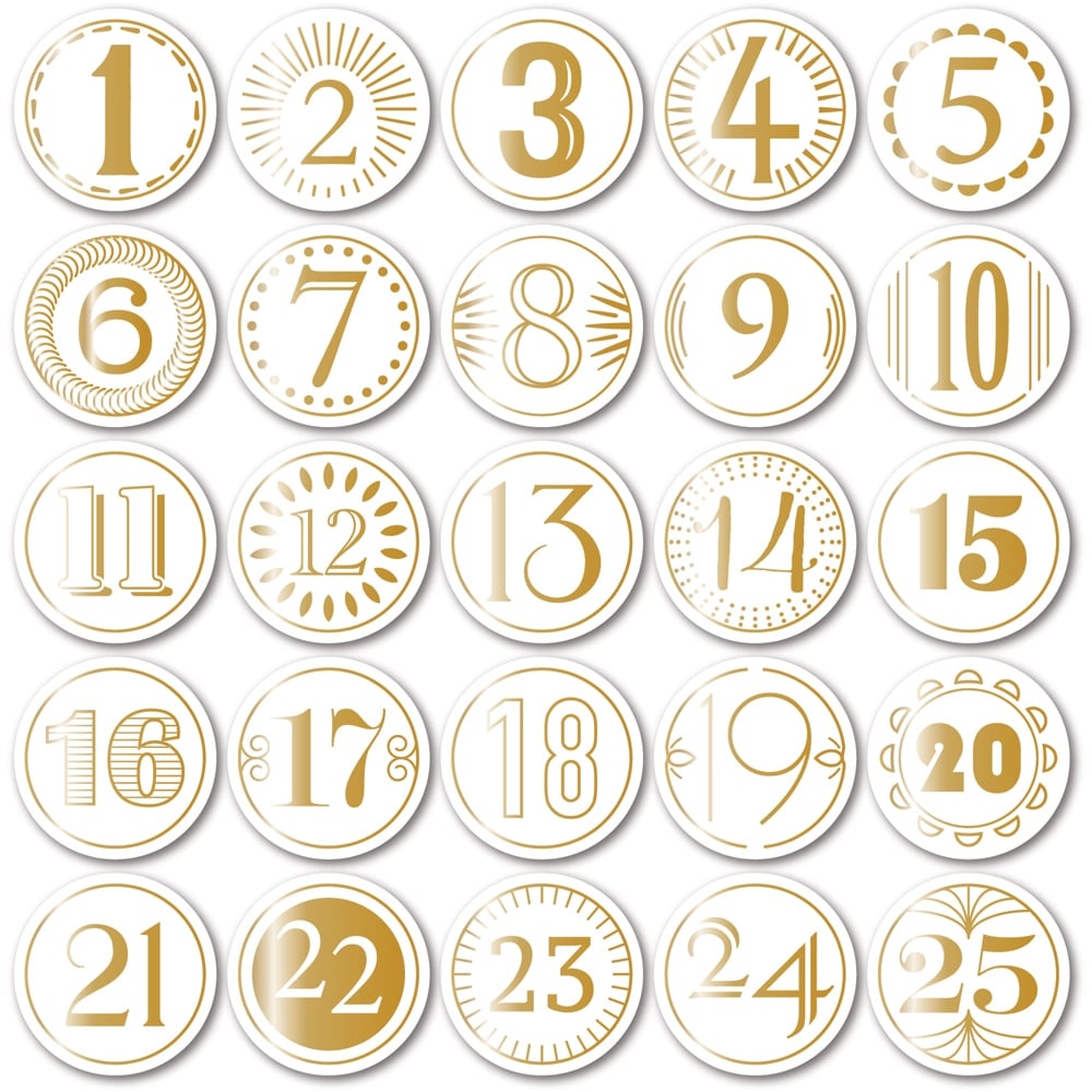 Advent Foil White Circle Tabs