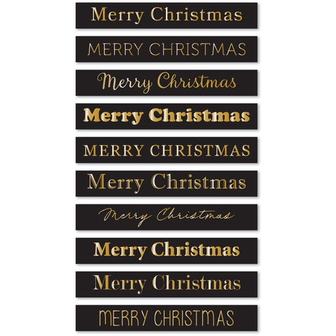 Merry Christmas Foil Greetings Large Black Tabs