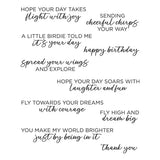 Spread Your Wings Sentiments Clear Stamp Set from the Cheerful Chirps Collection