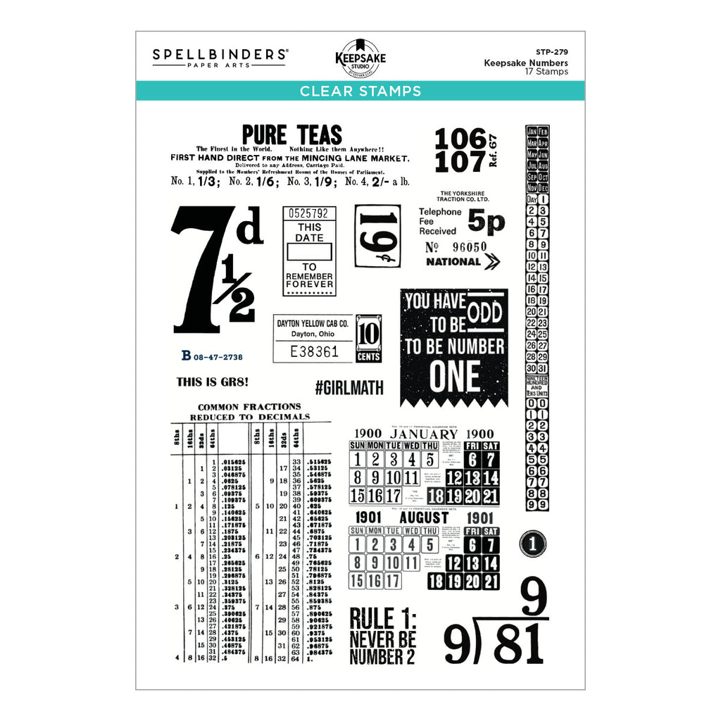 Keepsake Numbers Clear Stamp Set by Esther Glas