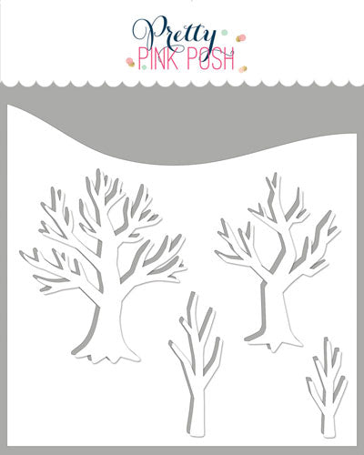 Spooky Trees w/Masks Stencil