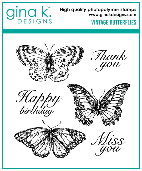 Vinatge Butterflies Stamp Set - RETIRING