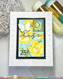 Nesting Postage Collage Peony Stencil