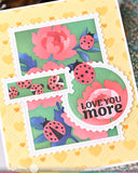 Nesting Postage Collage Peony Stencil