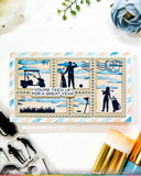 Postage Collage Mini Slimline Airmail Stencil
