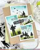 Postage Collage Fishing Silhouettes Stamp Set