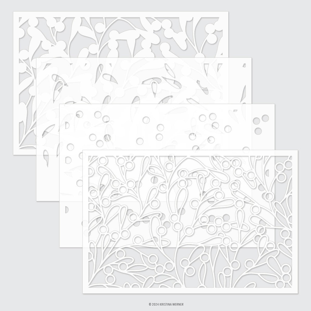 Berries and Leaves Stencil Pack (4 qty; 6 x 9)