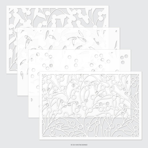 Berries and Leaves Stencil Pack (4 qty; 6 x 9)